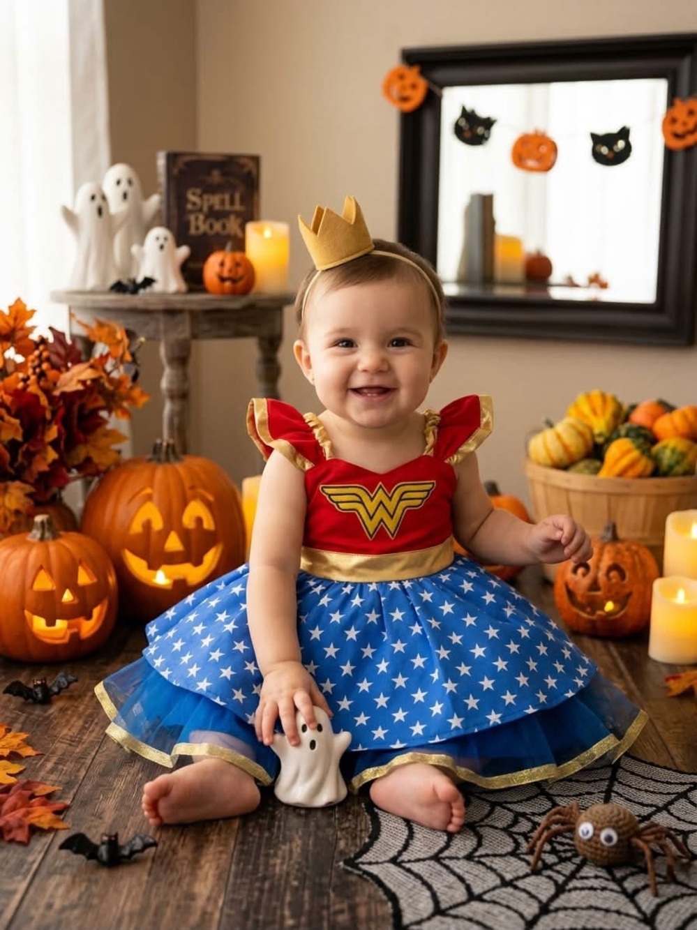 LoverDovers Boutique Wonder Woman  Costume Dress Girls Size 6/12M Handmade.
